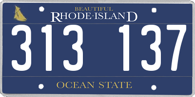 RI license plate 313137