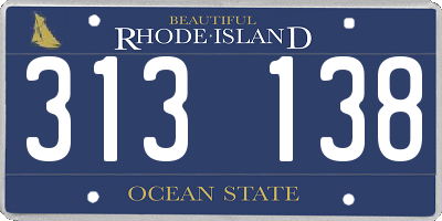RI license plate 313138