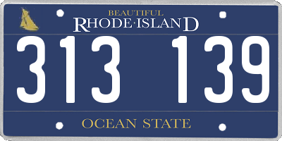 RI license plate 313139