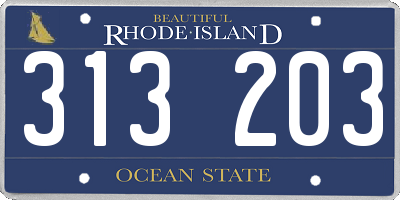 RI license plate 313203