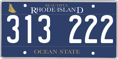 RI license plate 313222