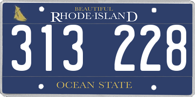 RI license plate 313228