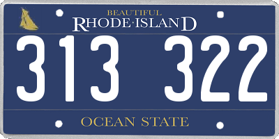RI license plate 313322