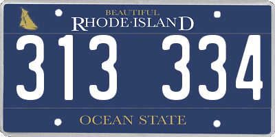 RI license plate 313334