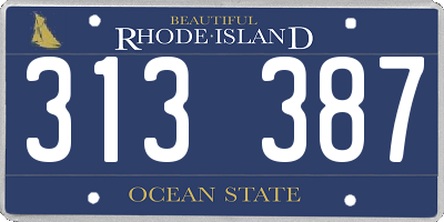 RI license plate 313387