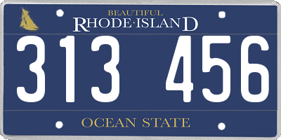 RI license plate 313456