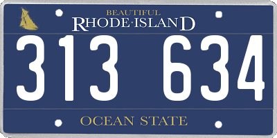 RI license plate 313634