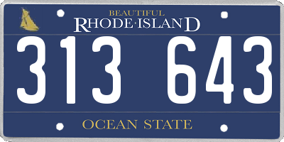 RI license plate 313643