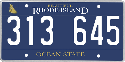 RI license plate 313645