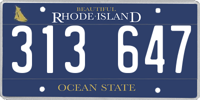RI license plate 313647