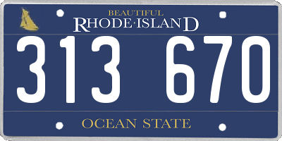 RI license plate 313670