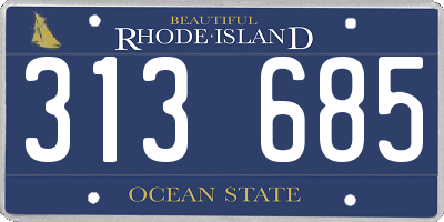 RI license plate 313685
