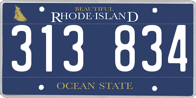 RI license plate 313834