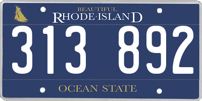 RI license plate 313892