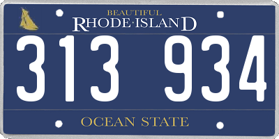 RI license plate 313934