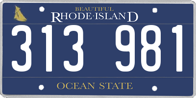 RI license plate 313981