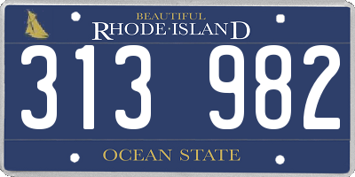 RI license plate 313982