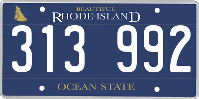 RI license plate 313992