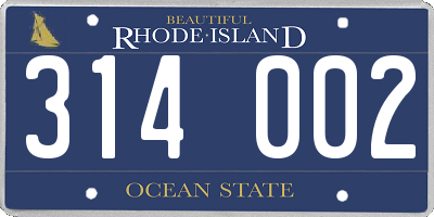 RI license plate 314002