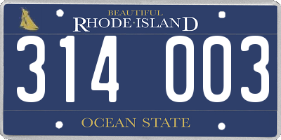 RI license plate 314003