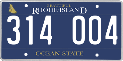 RI license plate 314004