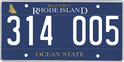 RI license plate 314005