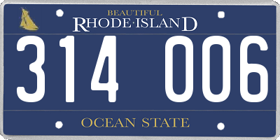 RI license plate 314006