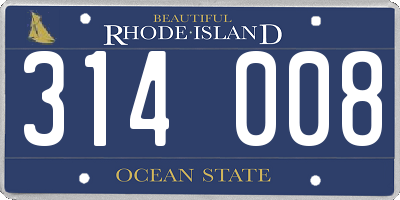 RI license plate 314008