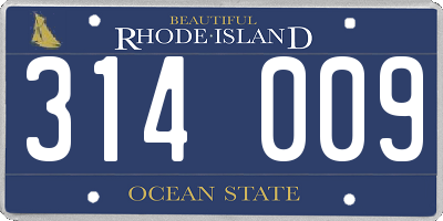 RI license plate 314009