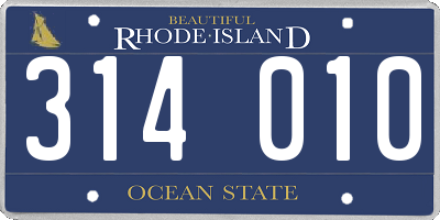RI license plate 314010