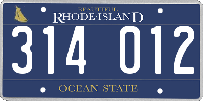 RI license plate 314012
