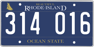 RI license plate 314016