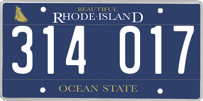 RI license plate 314017