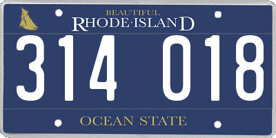 RI license plate 314018