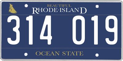 RI license plate 314019