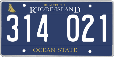 RI license plate 314021