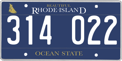 RI license plate 314022