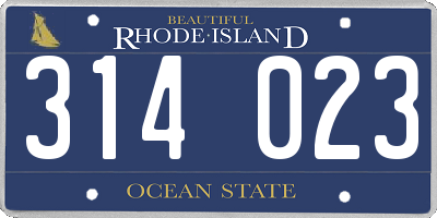 RI license plate 314023