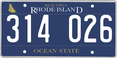 RI license plate 314026