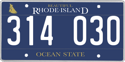 RI license plate 314030