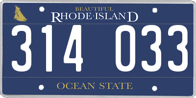 RI license plate 314033