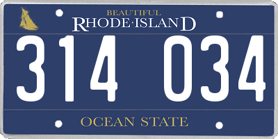 RI license plate 314034