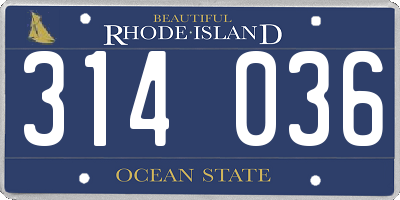 RI license plate 314036