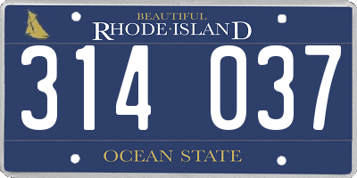 RI license plate 314037