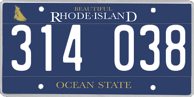 RI license plate 314038