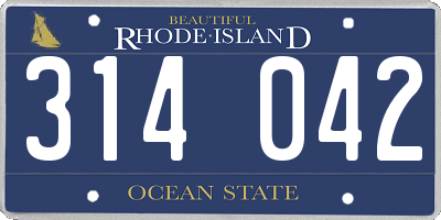 RI license plate 314042