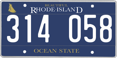 RI license plate 314058