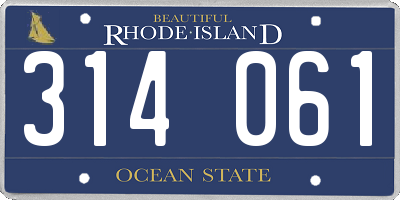 RI license plate 314061