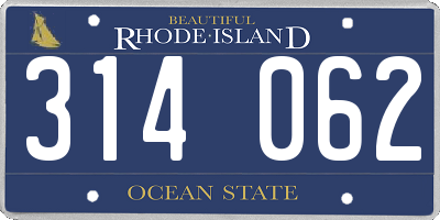 RI license plate 314062