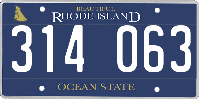 RI license plate 314063